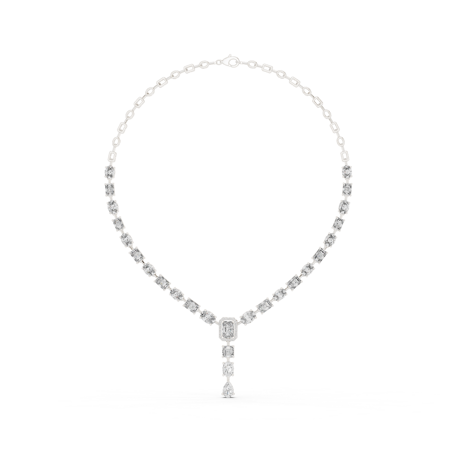 Round, Oval, Emerald At All Shapes Lab grown Diamond 14k Solid Gold Antic Look Diamond Necklace for Her