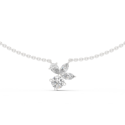 2.21 Carat Round Shape Lab Grown Diamond Solitaire Vintage Four Stone Diamond Necklace For Using Party Wear Look