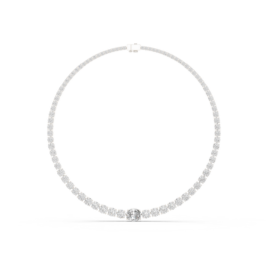 14k Solid Rose Gold Round Cut Lab Grown Diamond fantastic Vintage Diamond Necklace For Bridal Gift