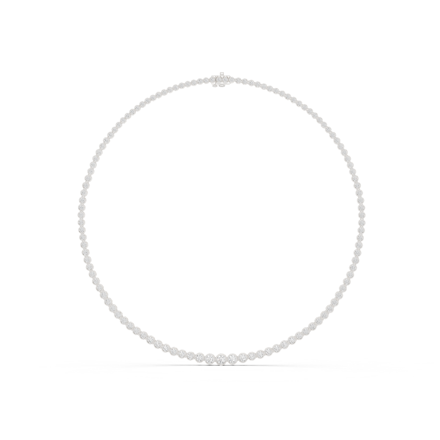 Round Shape Lab Grown Diamond 18k Solid White Gold Women Diamond Necklace