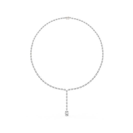 Oval Shape Lab Grown Diamond 10k Solid Rose Gold Fabulous Unique Diamond Necklace For Birthday Gift