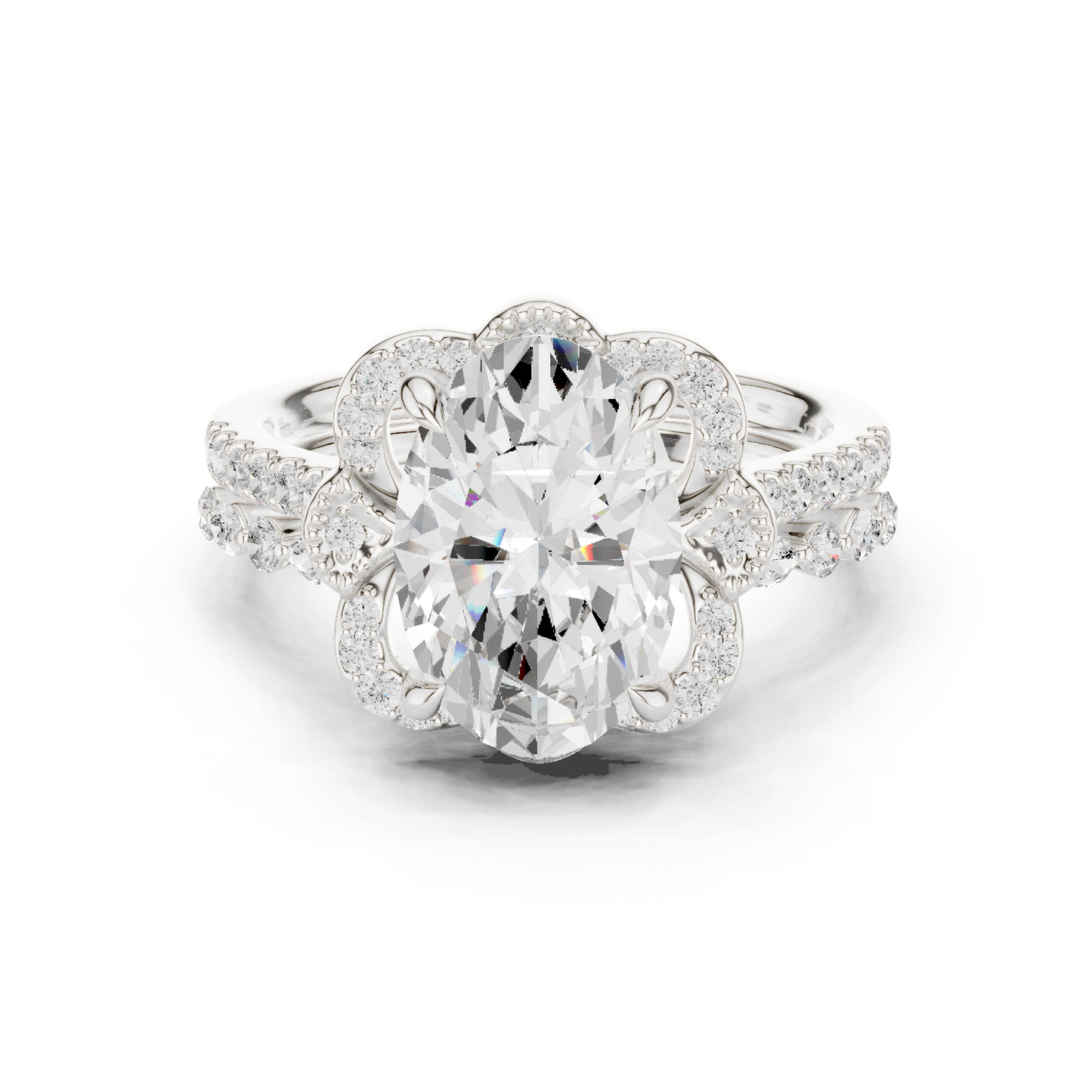 3.58 Ct Oval Marquise & Round Lab Grown Diamond Very Esthetical Party Wear Diamond Ring For Her