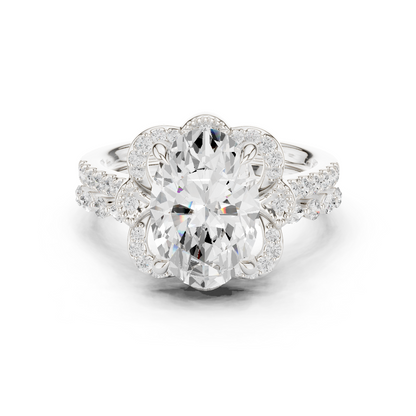 3.58 Ct Oval Marquise & Round Lab Grown Diamond Very Esthetical Party Wear Diamond Ring For Her