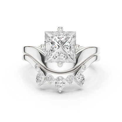 8 Stone Princess, Oval & Round Diamond Unique Style Vintage Stunning New Diamond Ring For Bridal