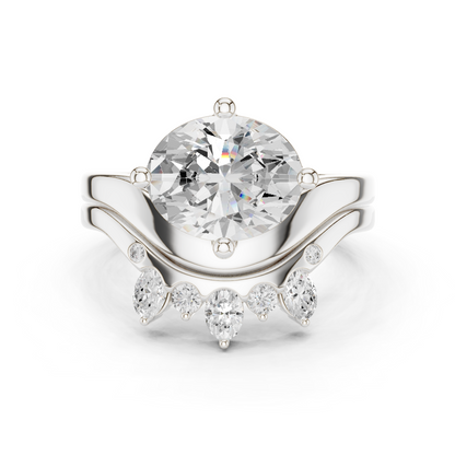 2.97 Ct 14k Solid Gold Oval & Round Shape Diamond With Side Stone Vintage Classic Occasionally Wear Diamond Ring for Girl