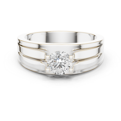 One Stone Round Shape Lab grown Diamond Elegance Vintage 14k Solid Gold Diamond Ring For Men's