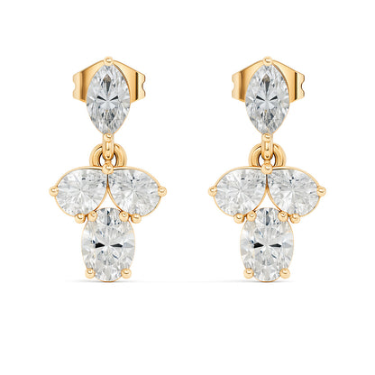 Sparkling Colorless Lab-Grown Diamond Stud Earring Oval & Pear Drop Style