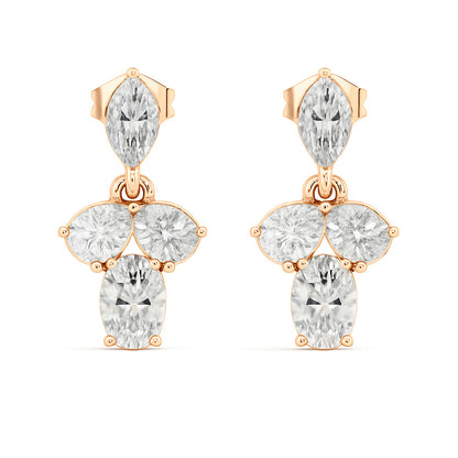 Sparkling Colorless Lab-Grown Diamond Stud Earring Oval & Pear Drop Style