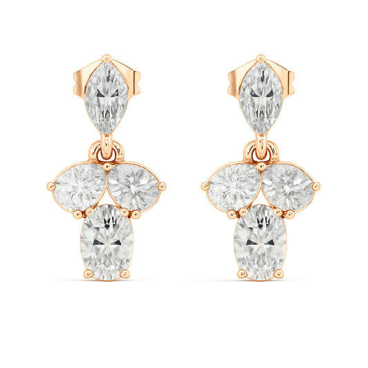 Sparkling Colorless Lab-Grown Diamond Stud Earring Oval & Pear Drop Style