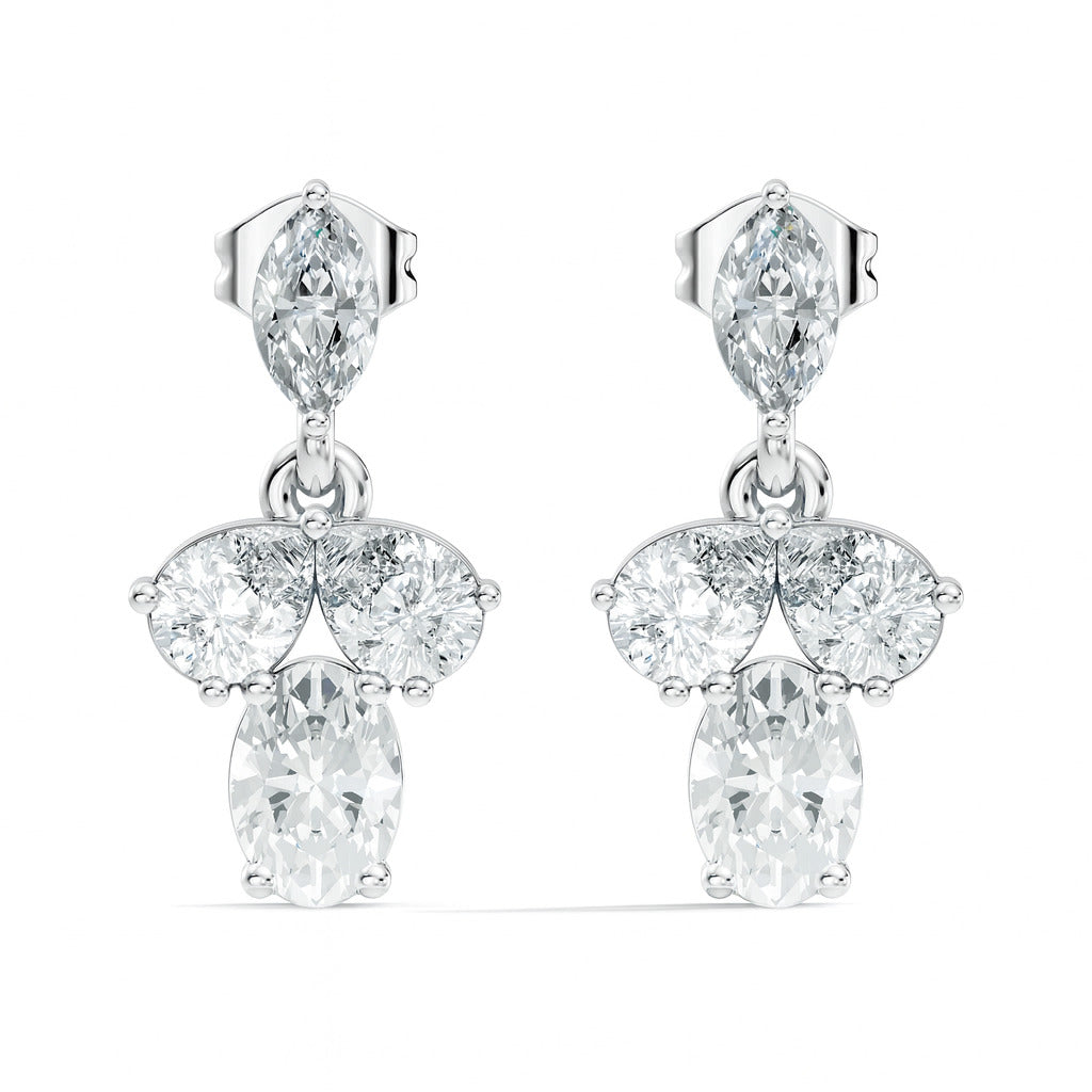 Sparkling Colorless Lab-Grown Diamond Stud Earring Oval & Pear Drop Style
