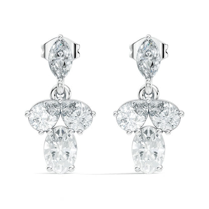 Sparkling Colorless Lab-Grown Diamond Stud Earring Oval & Pear Drop Style