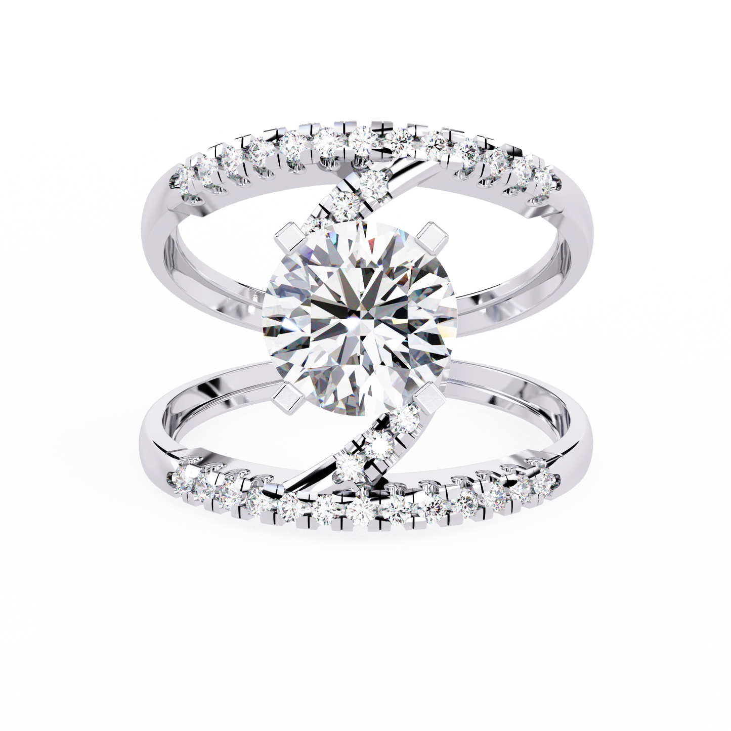 White Colorless 2.38CT Round Cut Diamond Statement Cluster Elegant Vintage-Inspired Perfect Engagement Ring