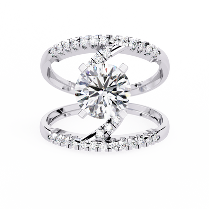 White Colorless 2.38CT Round Cut Diamond Statement Cluster Elegant Vintage-Inspired Perfect Engagement Ring