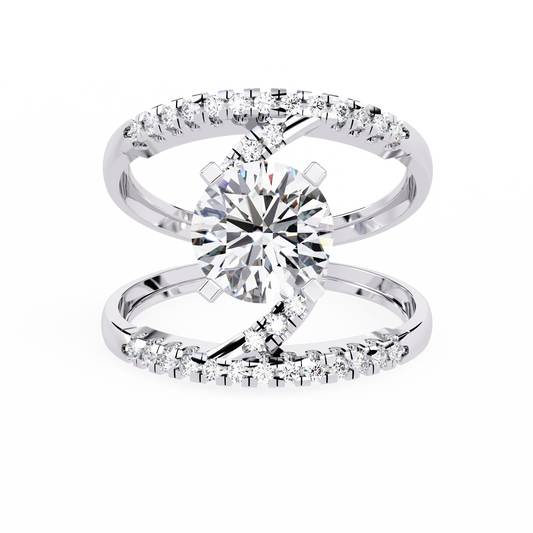 White Colorless 2.38CT Round Cut Diamond Statement Cluster Elegant Vintage-Inspired Perfect Engagement Ring