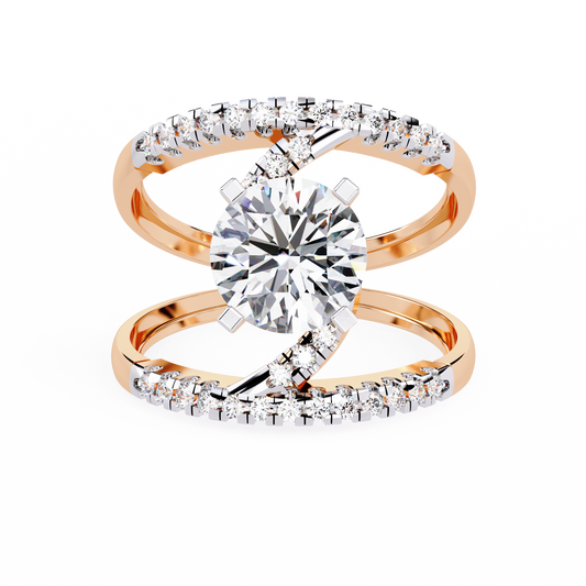White Colorless 2.38CT Round Cut Diamond Statement Cluster Elegant Vintage-Inspired Perfect Engagement Ring - HIGHCARAT DIAMONDS