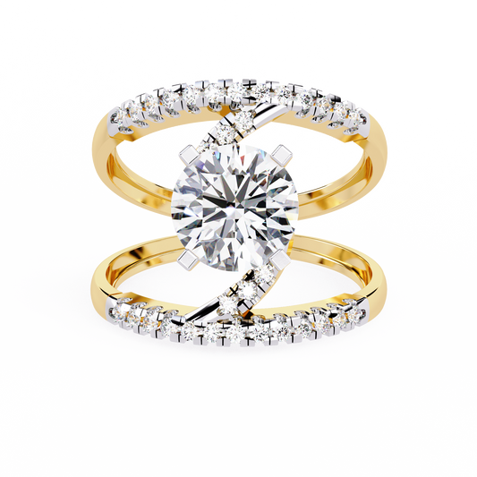 White Colorless 2.38CT Round Cut Diamond Statement Cluster Elegant Vintage-Inspired Perfect Engagement Ring - HIGHCARAT DIAMONDS