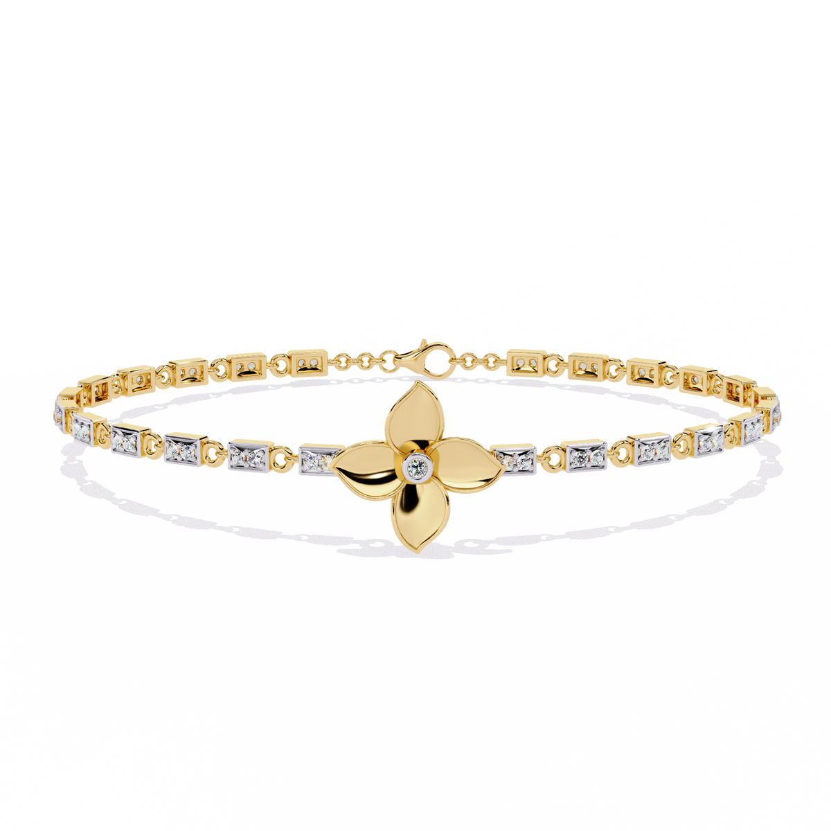 White Colorless Round Cut  Diamond Unique Dainty Cluster Stackable Vintage  Line Bracelet - HIGHCARAT DIAMONDS