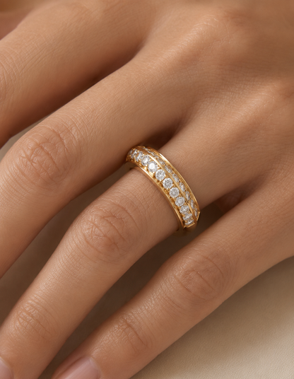 White Gold Diamond Eternity Band Ring Full Pave Set Brilliant Round-Cut Diamond Luxury Wedding or Anniversary Ring for Women - HIGHCARAT DIAMONDS