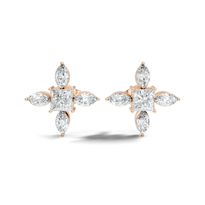 Princess & Marquise Cut 1.90 Ct Lab grown Diamond New Arrival Shinning Sparkle Diamond Earrings For Daily Wear - HIGHCARAT DIAMONDS