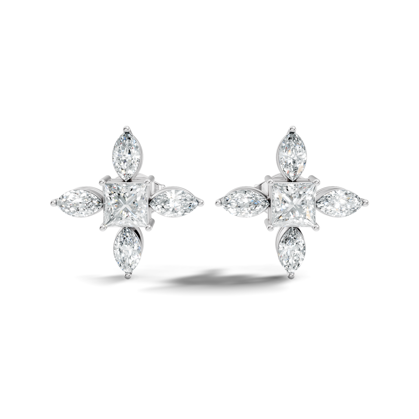 Princess & Marquise Cut 1.90 Ct Lab grown Diamond New Arrival Shinning Sparkle Diamond Earrings For Daily Wear - HIGHCARAT DIAMONDS