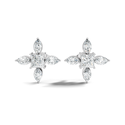 Princess & Marquise Cut 1.90 Ct Lab grown Diamond New Arrival Shinning Sparkle Diamond Earrings For Daily Wear - HIGHCARAT DIAMONDS
