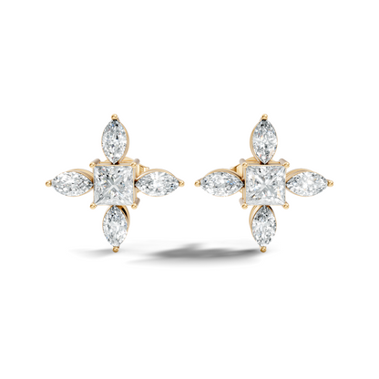 Princess & Marquise Cut 1.90 Ct Lab grown Diamond New Arrival Shinning Sparkle Diamond Earrings For Daily Wear - HIGHCARAT DIAMONDS