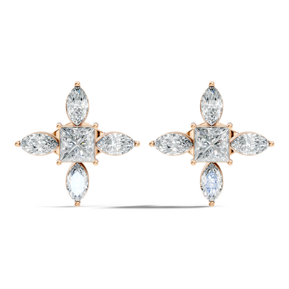 Princess & Marquise Cut 1.90 Ct Lab grown Diamond New Arrival Shinning Sparkle Diamond Earrings For Daily Wear - HIGHCARAT DIAMONDS