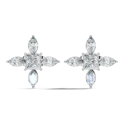 Princess & Marquise Cut 1.90 Ct Lab grown Diamond New Arrival Shinning Sparkle Diamond Earrings For Daily Wear - HIGHCARAT DIAMONDS