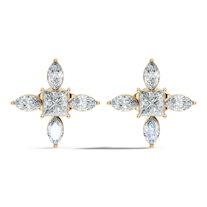 Princess & Marquise Cut 1.90 Ct Lab grown Diamond New Arrival Shinning Sparkle Diamond Earrings For Daily Wear - HIGHCARAT DIAMONDS