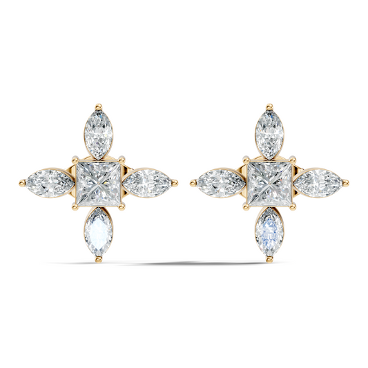 Princess & Marquise Cut 1.90 Ct Lab grown Diamond New Arrival Shinning Sparkle Diamond Earrings For Daily Wear - HIGHCARAT DIAMONDS