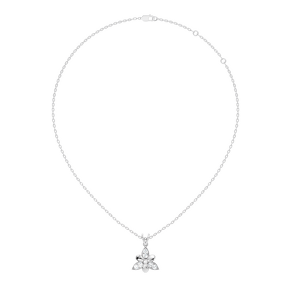 White Gold Vintage Pendant with Diamond Elegant Floral Design Perfect Gift For Annversary