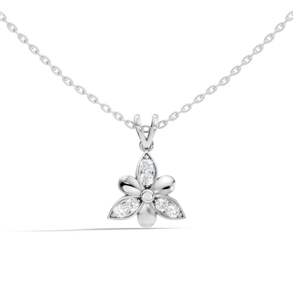 White Gold Vintage Pendant with Diamond Elegant Floral Design Perfect Gift For Annversary