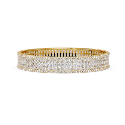 Wide Princess Cut Lab Grown Diamond Bangle Bracelet - HIGHCARAT DIAMONDS