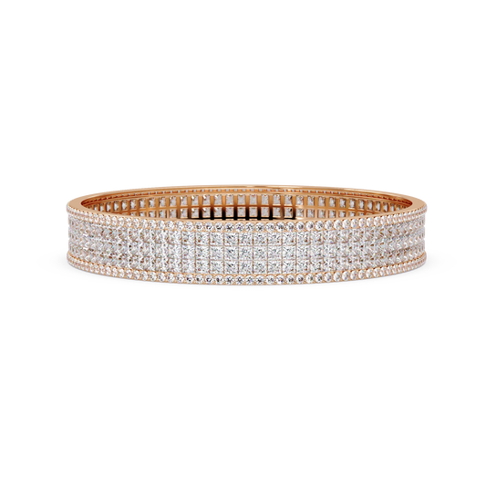 Wide Princess Cut Lab Grown Diamond Bangle Bracelet - HIGHCARAT DIAMONDS