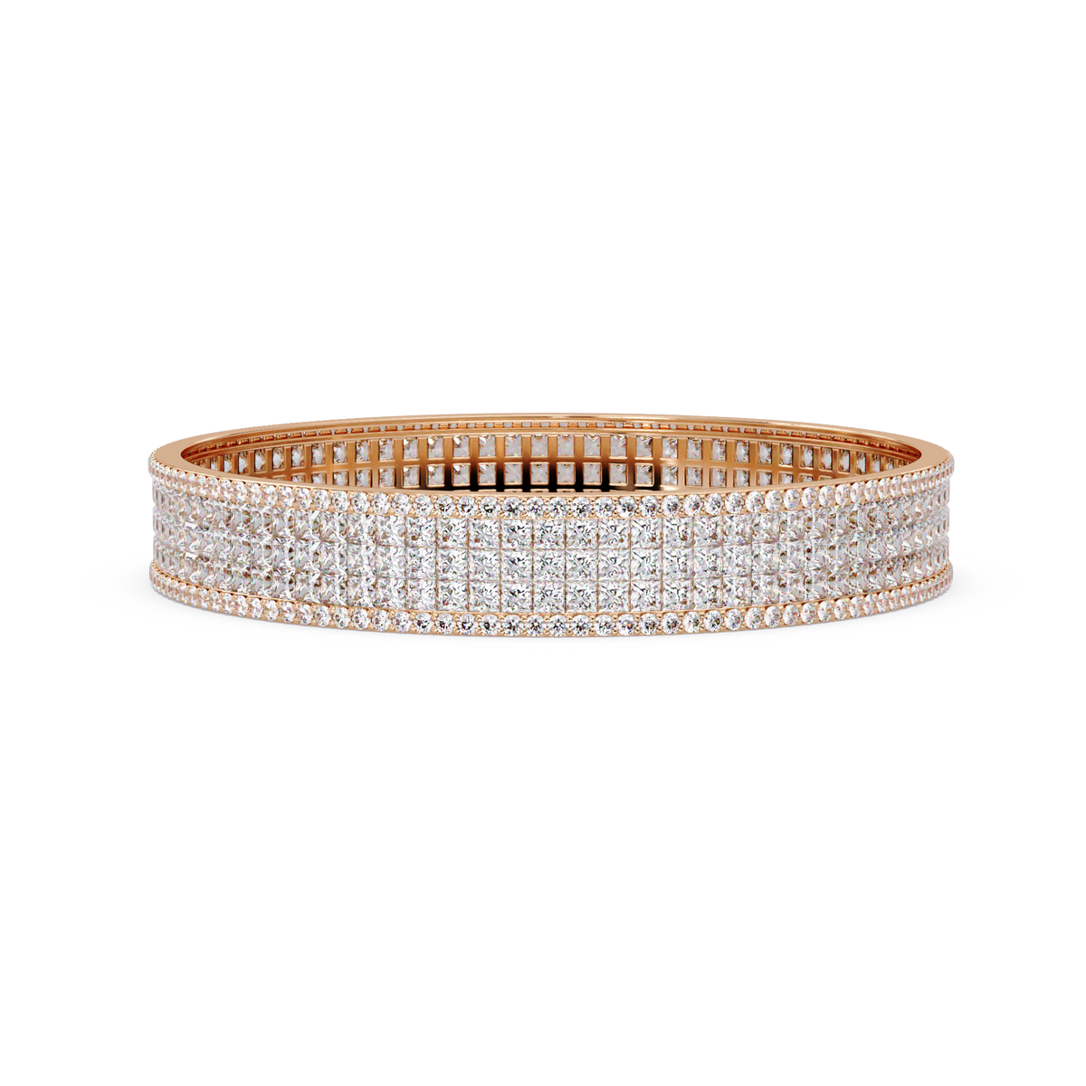 Wide Princess Cut Lab Grown Diamond Bangle Bracelet - HIGHCARAT DIAMONDS