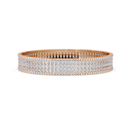 Wide Princess Cut Lab Grown Diamond Bangle Bracelet - HIGHCARAT DIAMONDS