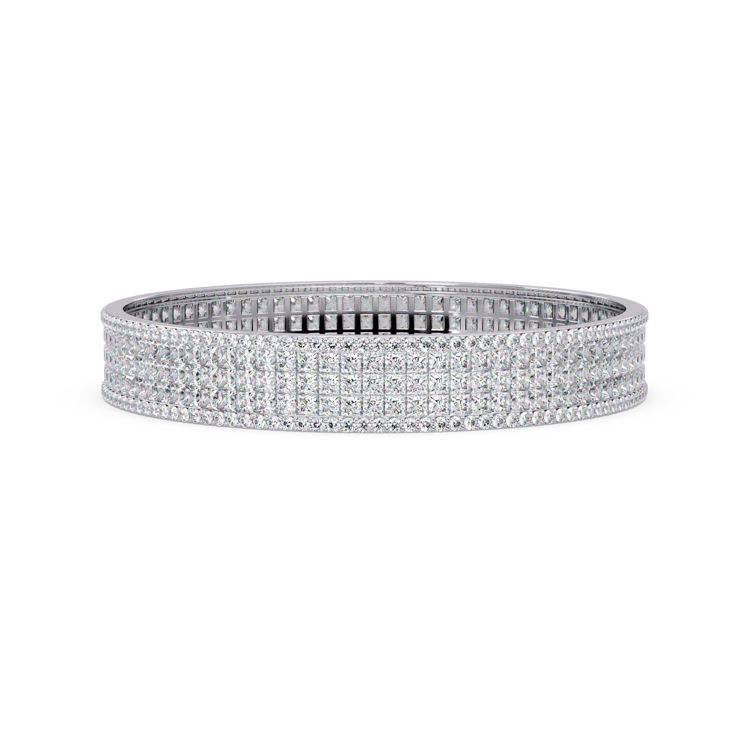 Wide Princess Cut Lab Grown Diamond Bangle Bracelet - HIGHCARAT DIAMONDS