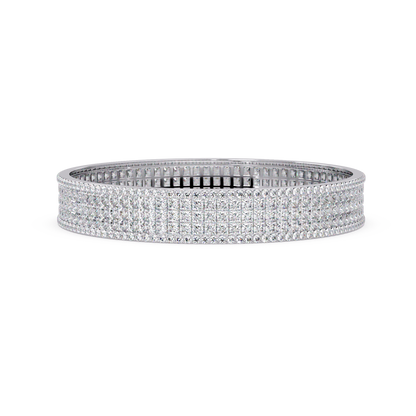Wide Princess Cut Lab Grown Diamond Bangle Bracelet - HIGHCARAT DIAMONDS