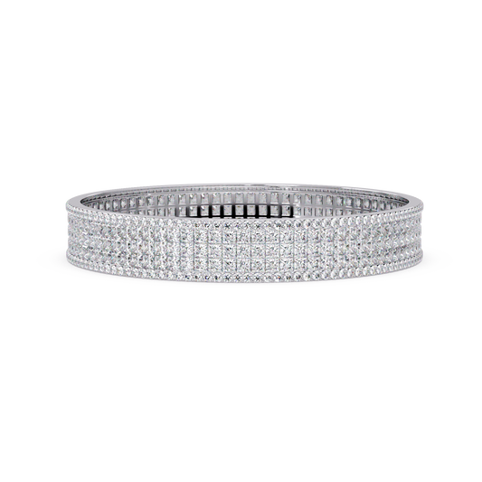Wide Princess Cut Lab Grown Diamond Bangle Bracelet - HIGHCARAT DIAMONDS