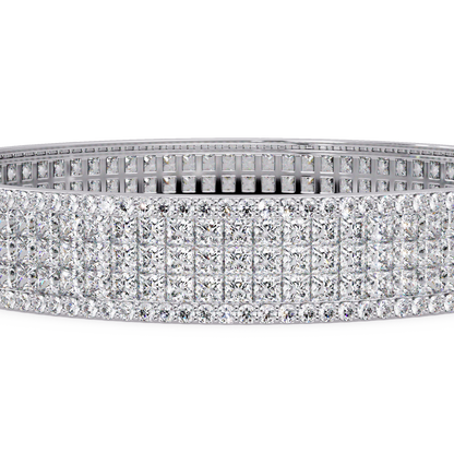 Wide Princess Cut Lab Grown Diamond Bangle Bracelet - HIGHCARAT DIAMONDS