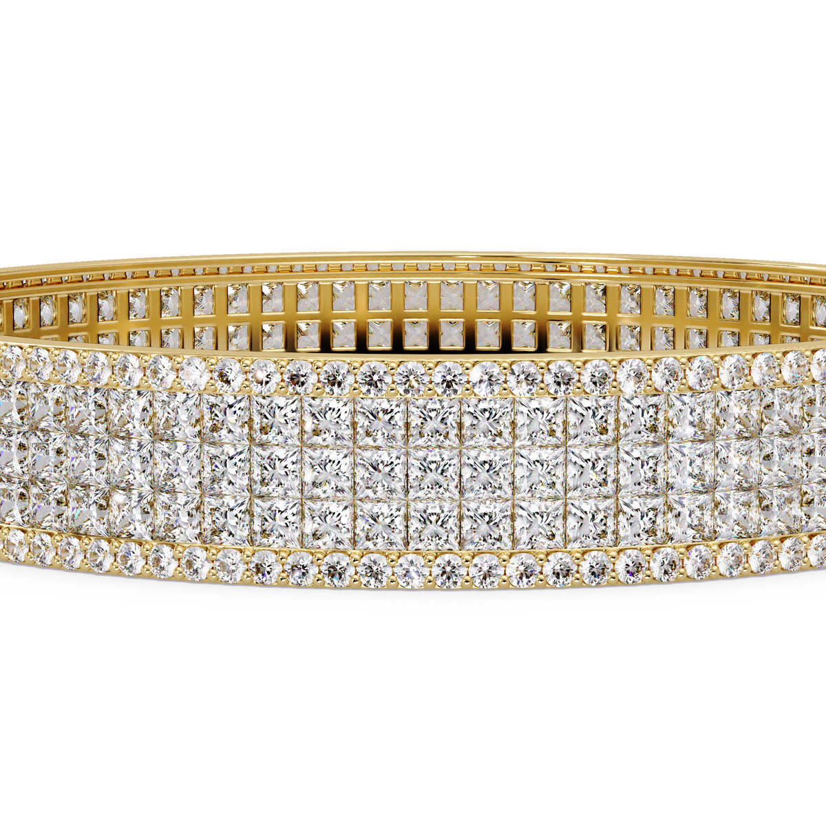 Wide Princess Cut Lab Grown Diamond Bangle Bracelet - HIGHCARAT DIAMONDS