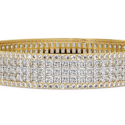Wide Princess Cut Lab Grown Diamond Bangle Bracelet - HIGHCARAT DIAMONDS