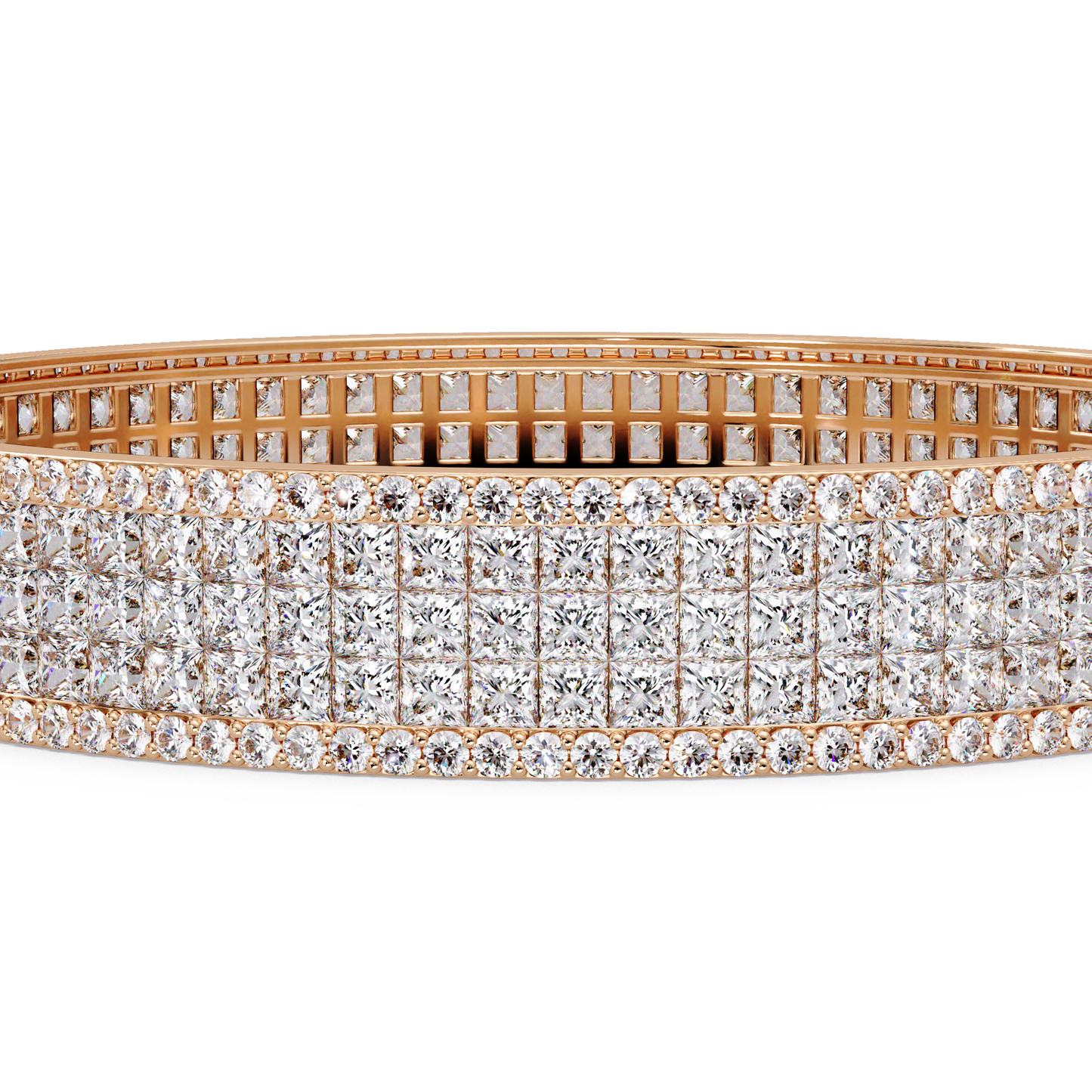 Wide Princess Cut Lab Grown Diamond Bangle Bracelet - HIGHCARAT DIAMONDS