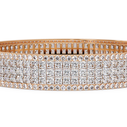 Wide Princess Cut Lab Grown Diamond Bangle Bracelet - HIGHCARAT DIAMONDS