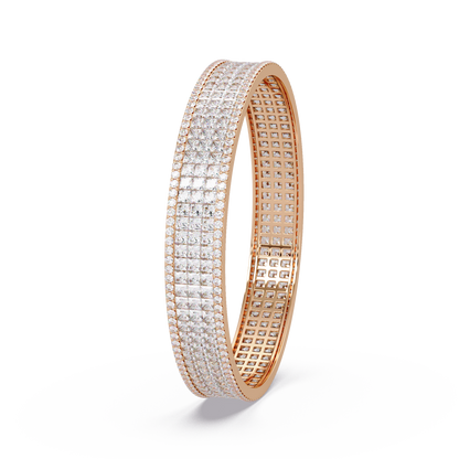Wide Princess Cut Lab Grown Diamond Bangle Bracelet - HIGHCARAT DIAMONDS