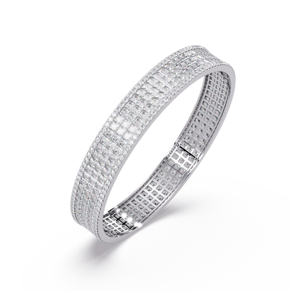 Wide Princess Cut Lab Grown Diamond Bangle Bracelet - HIGHCARAT DIAMONDS