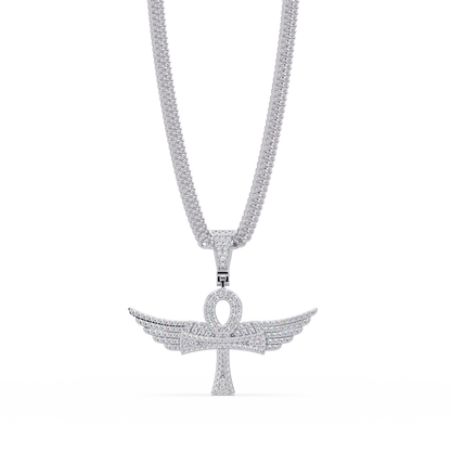 Winged Ankh Lab Grown Diamond Pendant Necklace - HIGHCARAT DIAMONDS