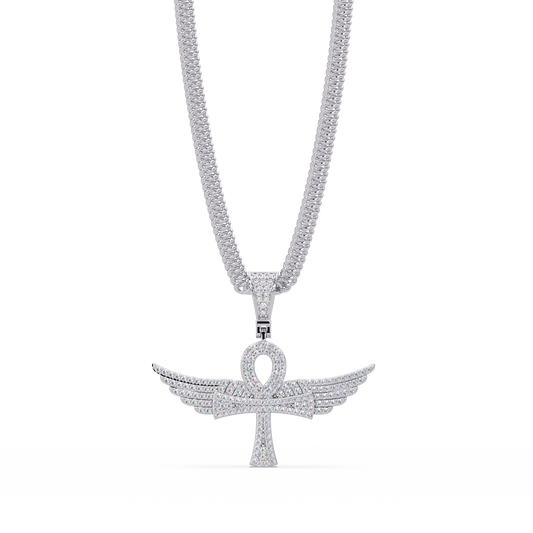 Winged Ankh Lab Grown Diamond Pendant Necklace - HIGHCARAT DIAMONDS