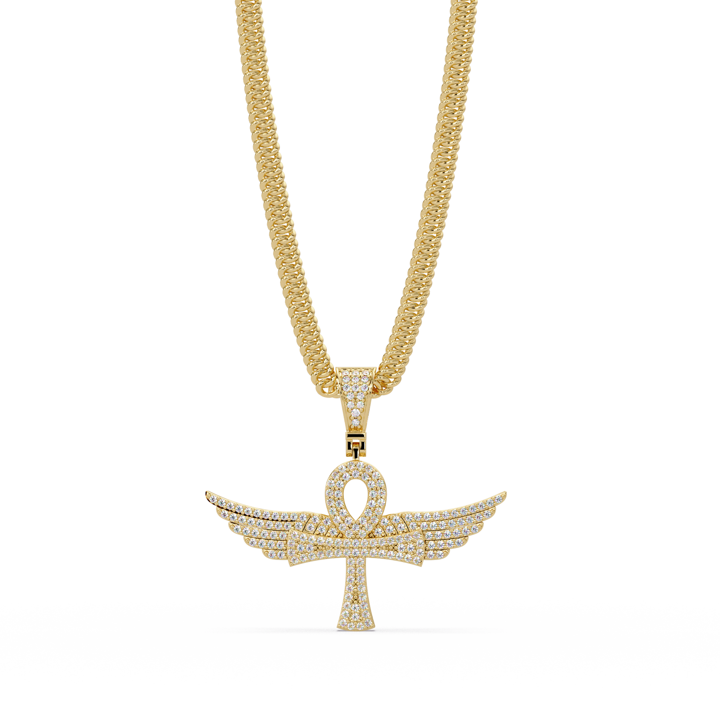 Winged Ankh Lab Grown Diamond Pendant Necklace - HIGHCARAT DIAMONDS
