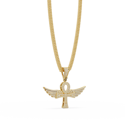 Winged Ankh Lab Grown Diamond Pendant Necklace - HIGHCARAT DIAMONDS